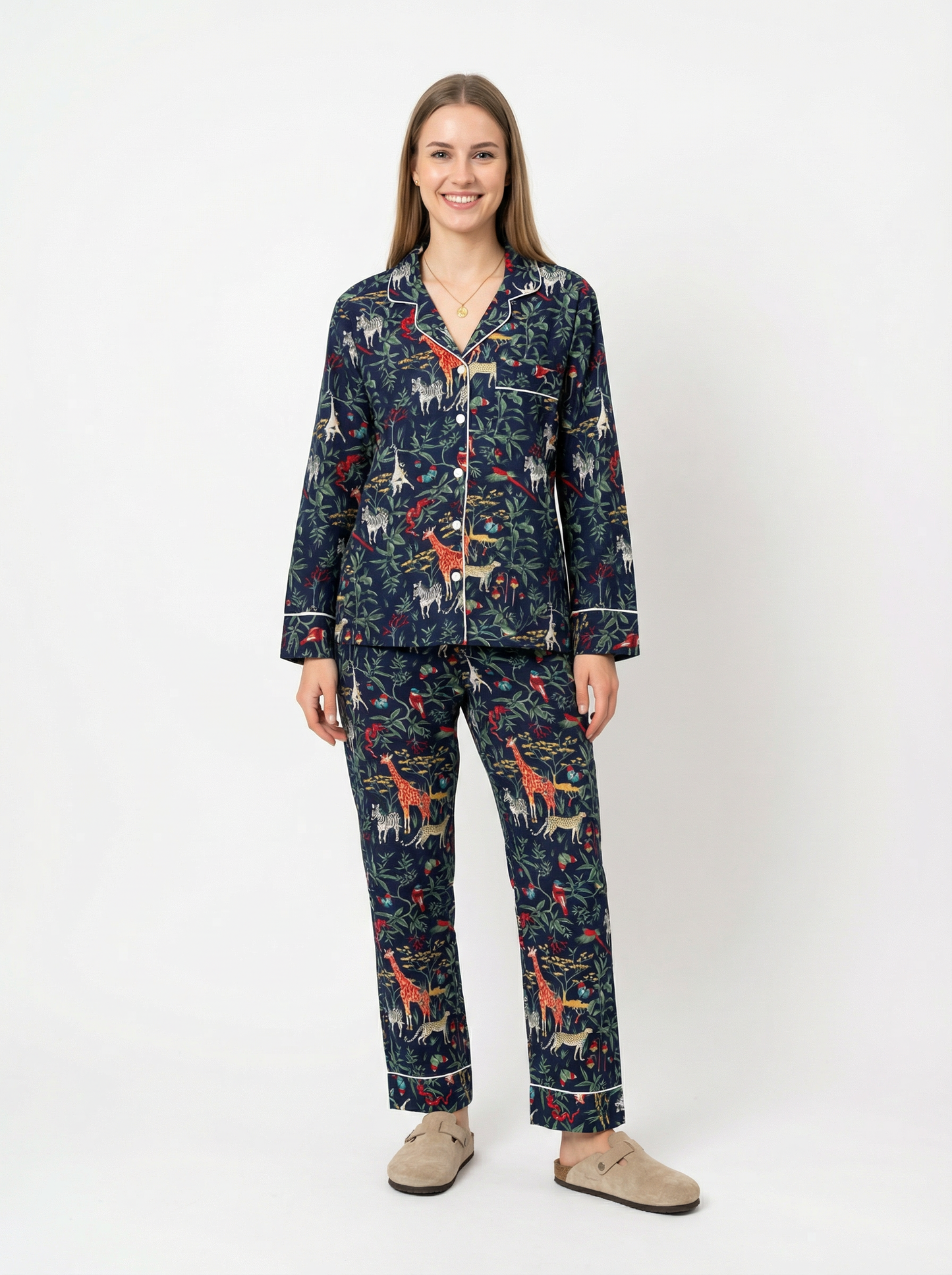Jungle print night suit set - Handmade Loungewear