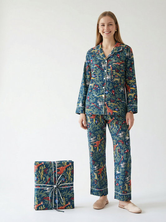 Jungle print night suit set - Handmade Loungewear